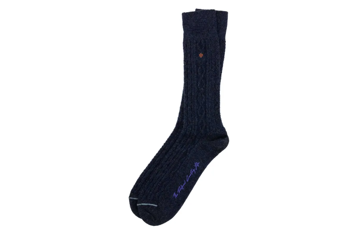 Cashmere Cable Andean Alpaca Socks - Navy made by Martin Dingman
