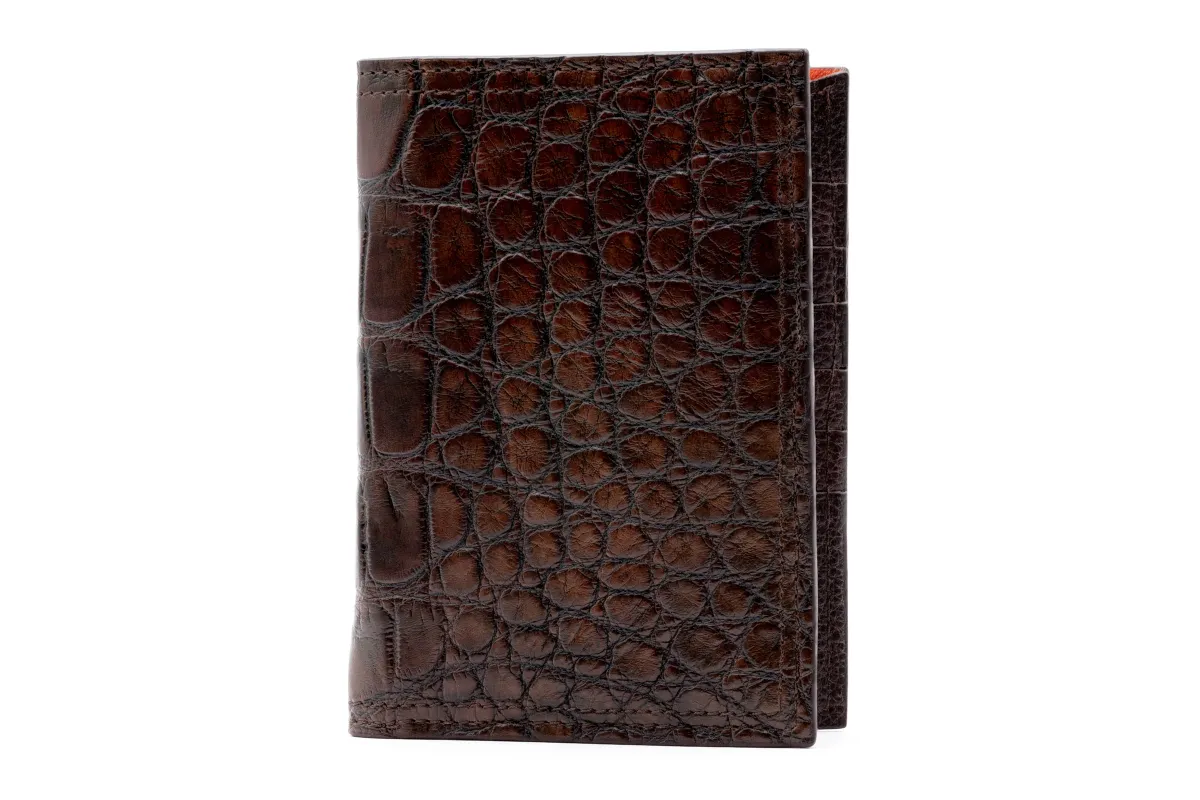 Jacob American Alligator Passport Hipster - Antique Chestnut made by Martin Dingman