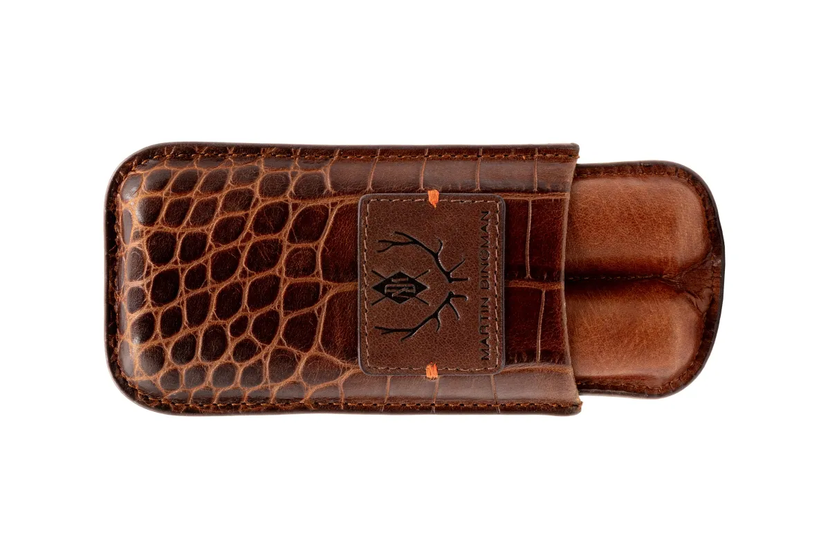 Havana Alligator Grain Cigar Case - Brown made by Martin Dingman