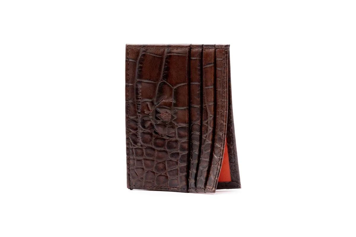 Anthony Alligator Grain Executive ID Card Case - Brown made by Martin Dingman