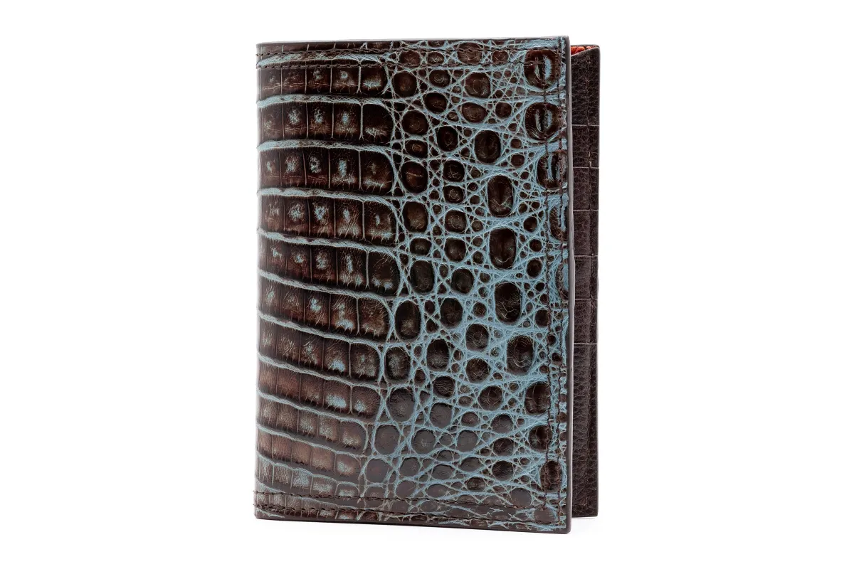Jayden Genuine Crocodile Passport Hipster - Brown/Blue made by Martin Dingman