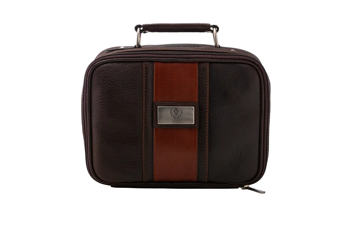 Rudyard Saddle Leather Journey Shave Case - Chocolate made by Martin Dingman
