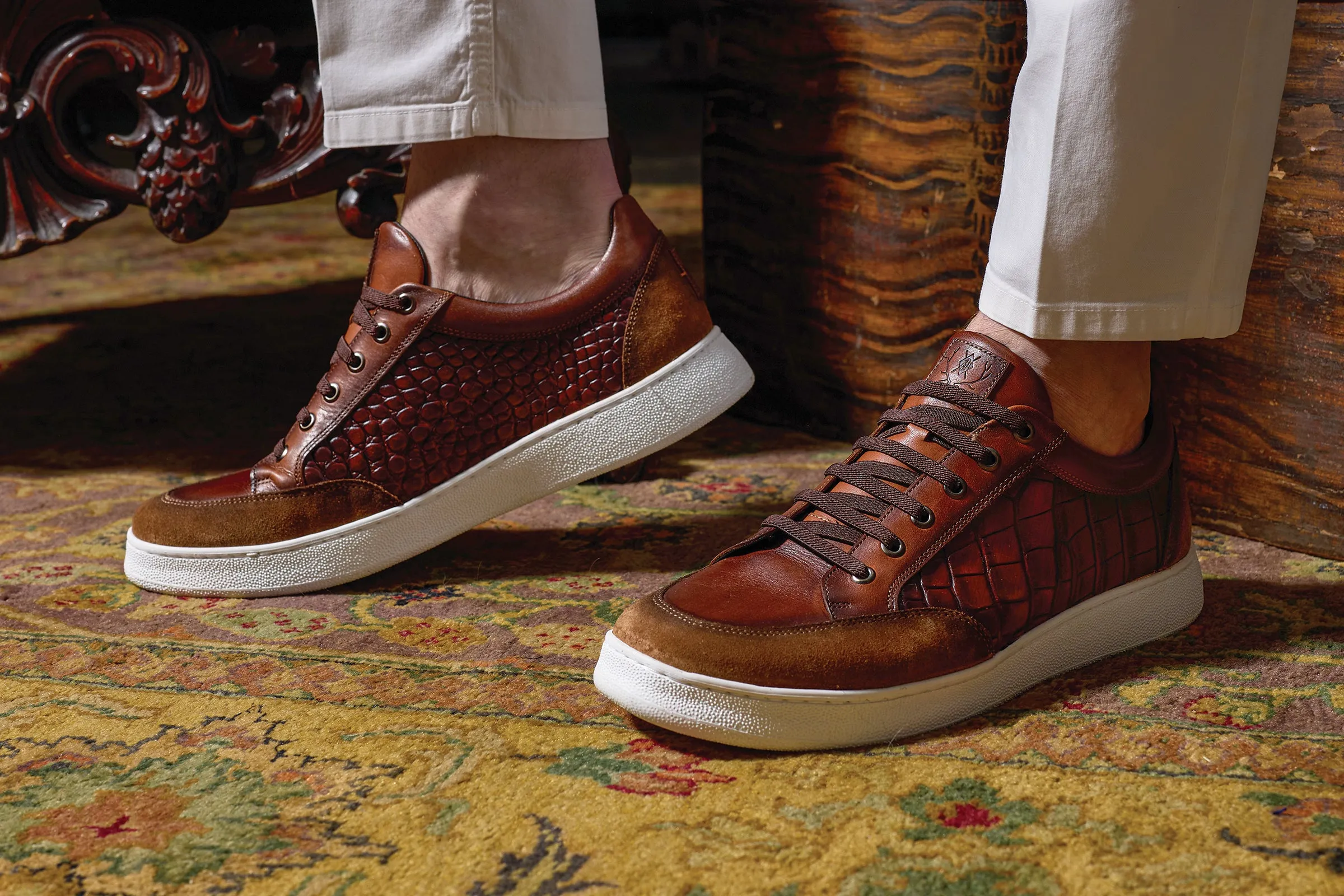Carson Alligator Grain Sneakers - Pecan sold by Martin Dingman product image thumbnail 2