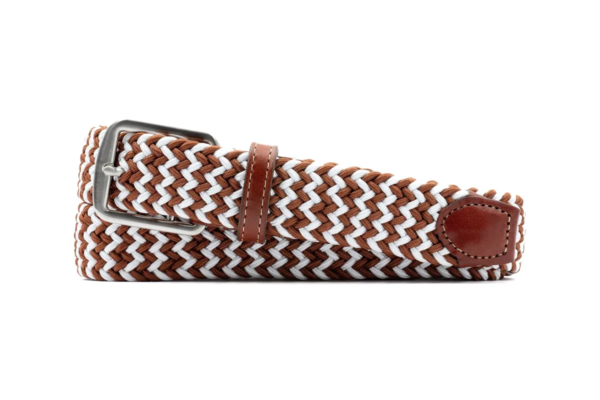 Collegiate Newport Woven Italian Rayon Elastic Belt - Burnt Orange/White made by Martin Dingman