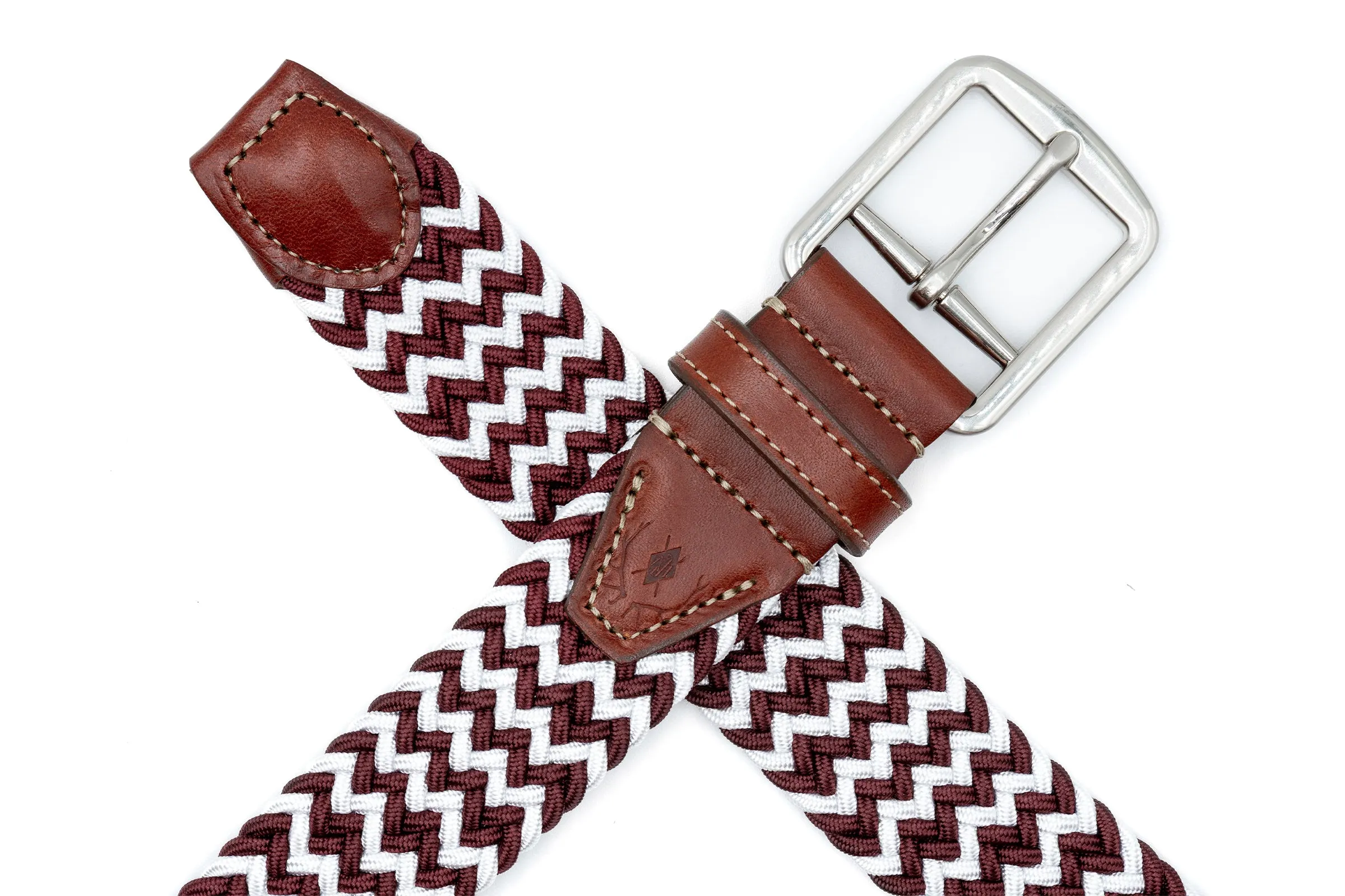 Collegiate Newport Woven Italian Rayon Elastic Belt - Maroon/White sold by Martin Dingman product image thumbnail 3