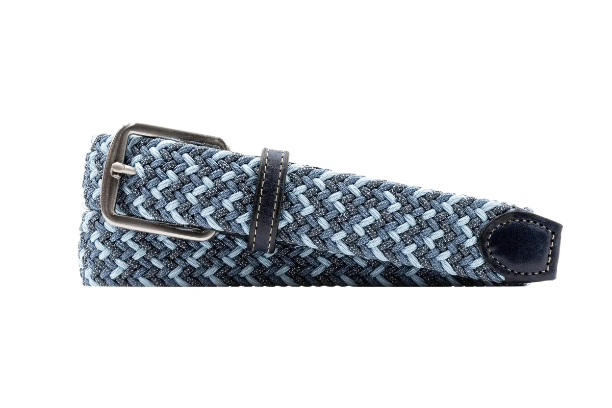 Newport Woven Italian Rayon Elastic Belt - Navy Multi made by Martin Dingman