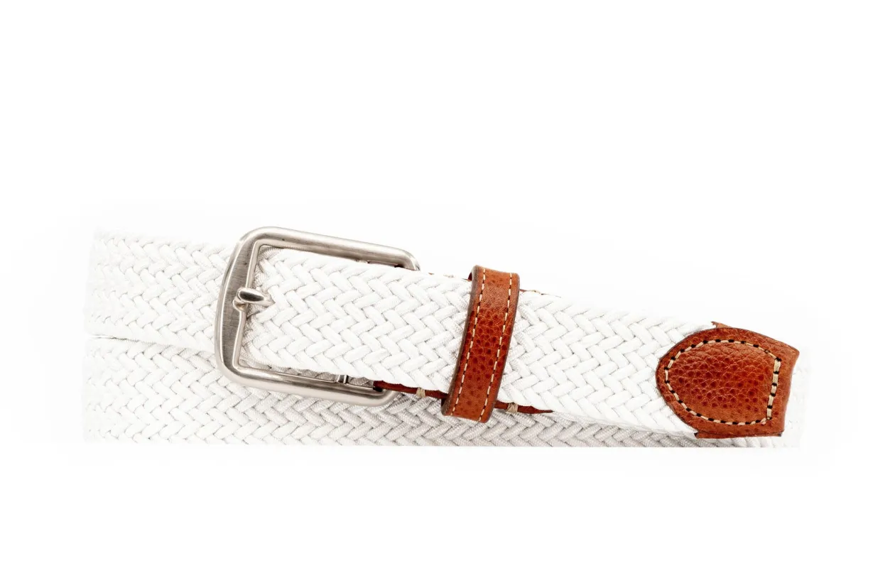 Newport Woven Italian Rayon Elastic Belt - White made by Martin Dingman