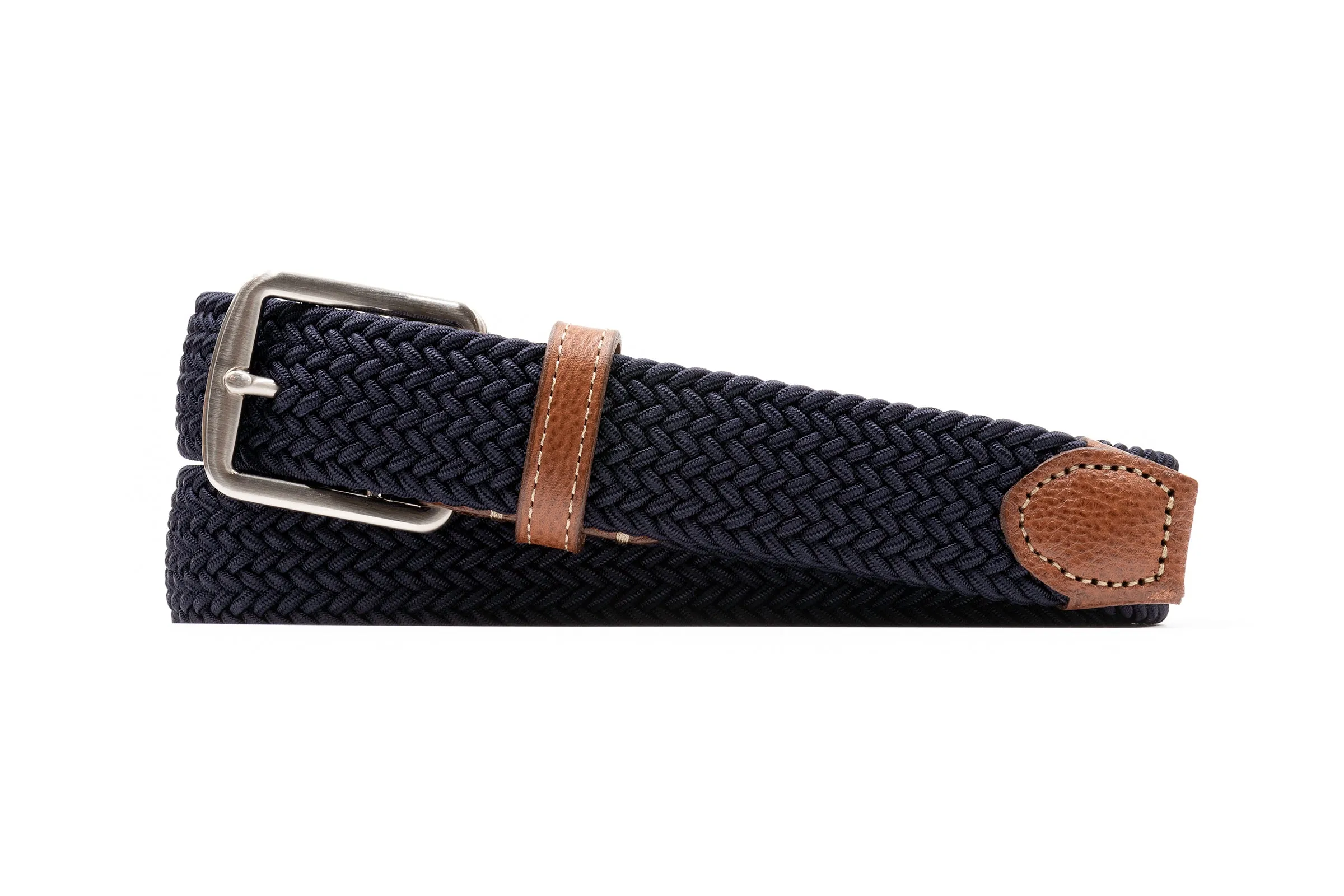 Newport Woven Italian Rayon Elastic Belt - Navy sold by Martin Dingman