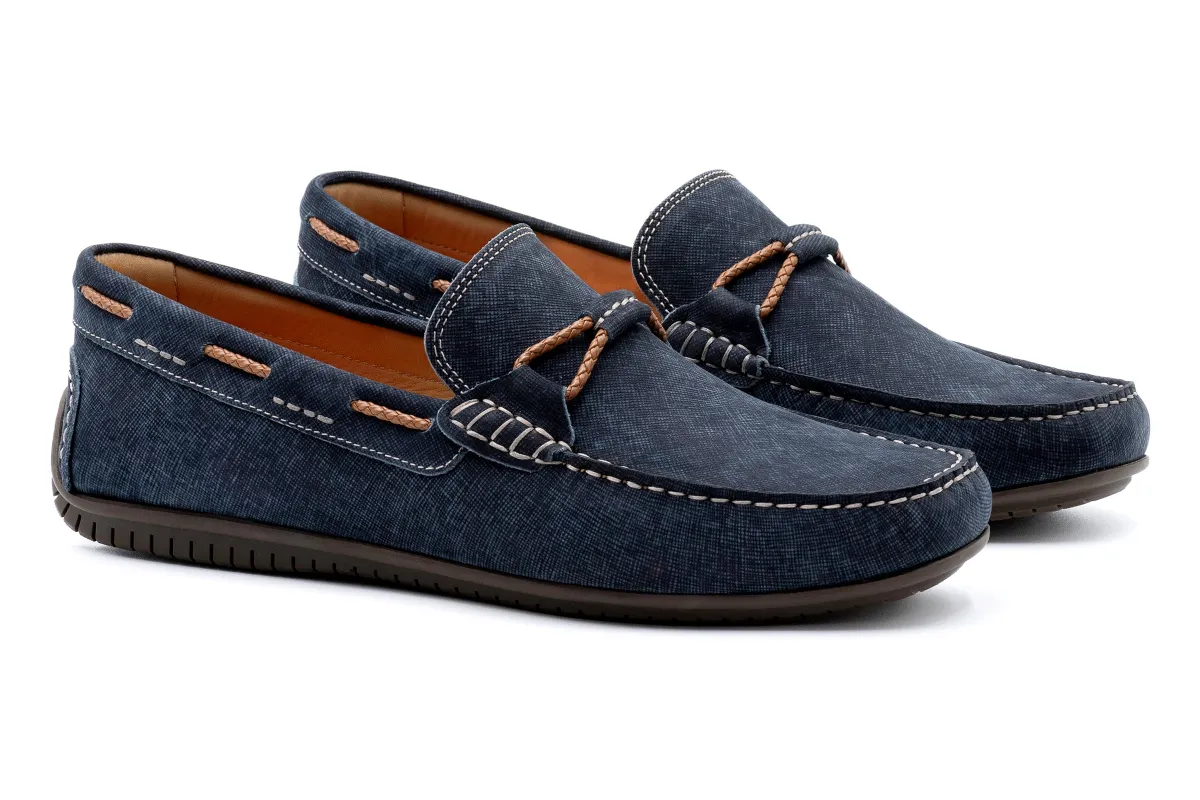 Bermuda Nubuck Braided Bit Loafers - Navy made by Martin Dingman