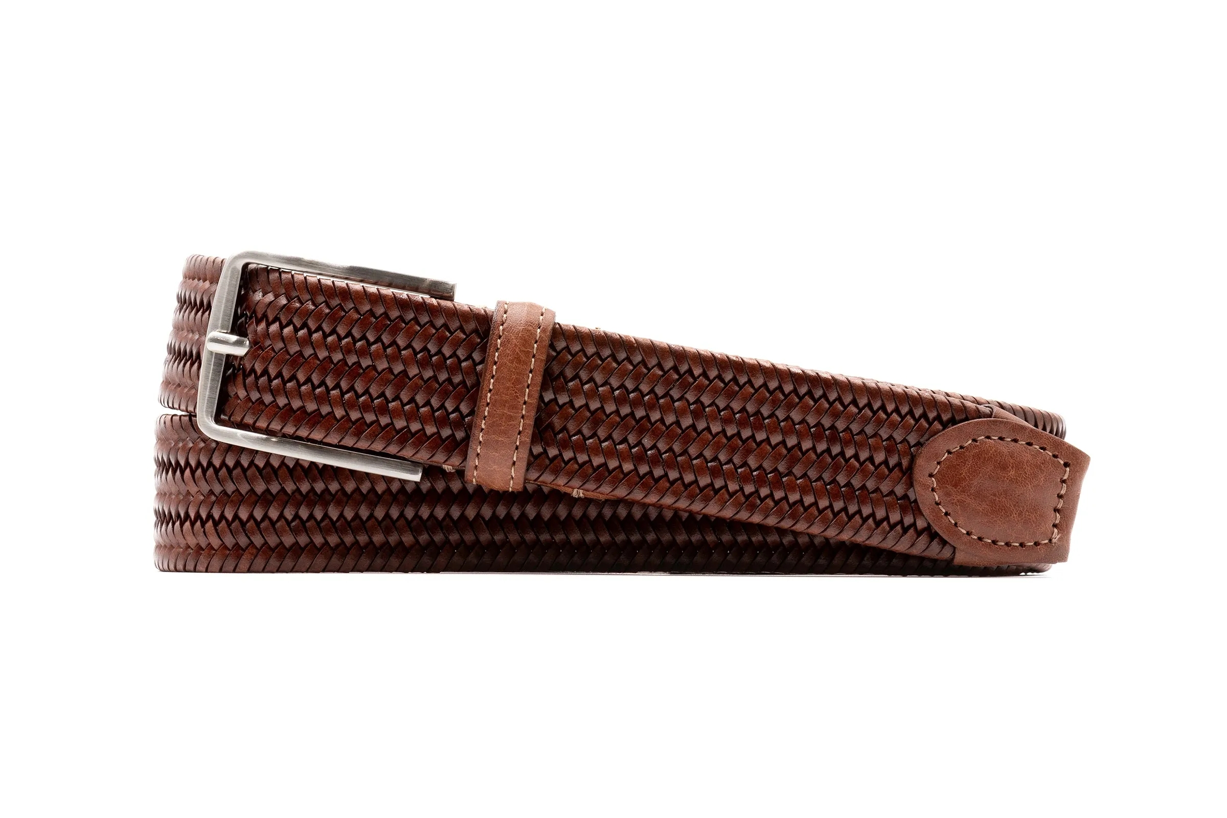 Lexington Braided Italian Saddle Leather and Elastic Belt - Saddle Tan sold by Martin Dingman