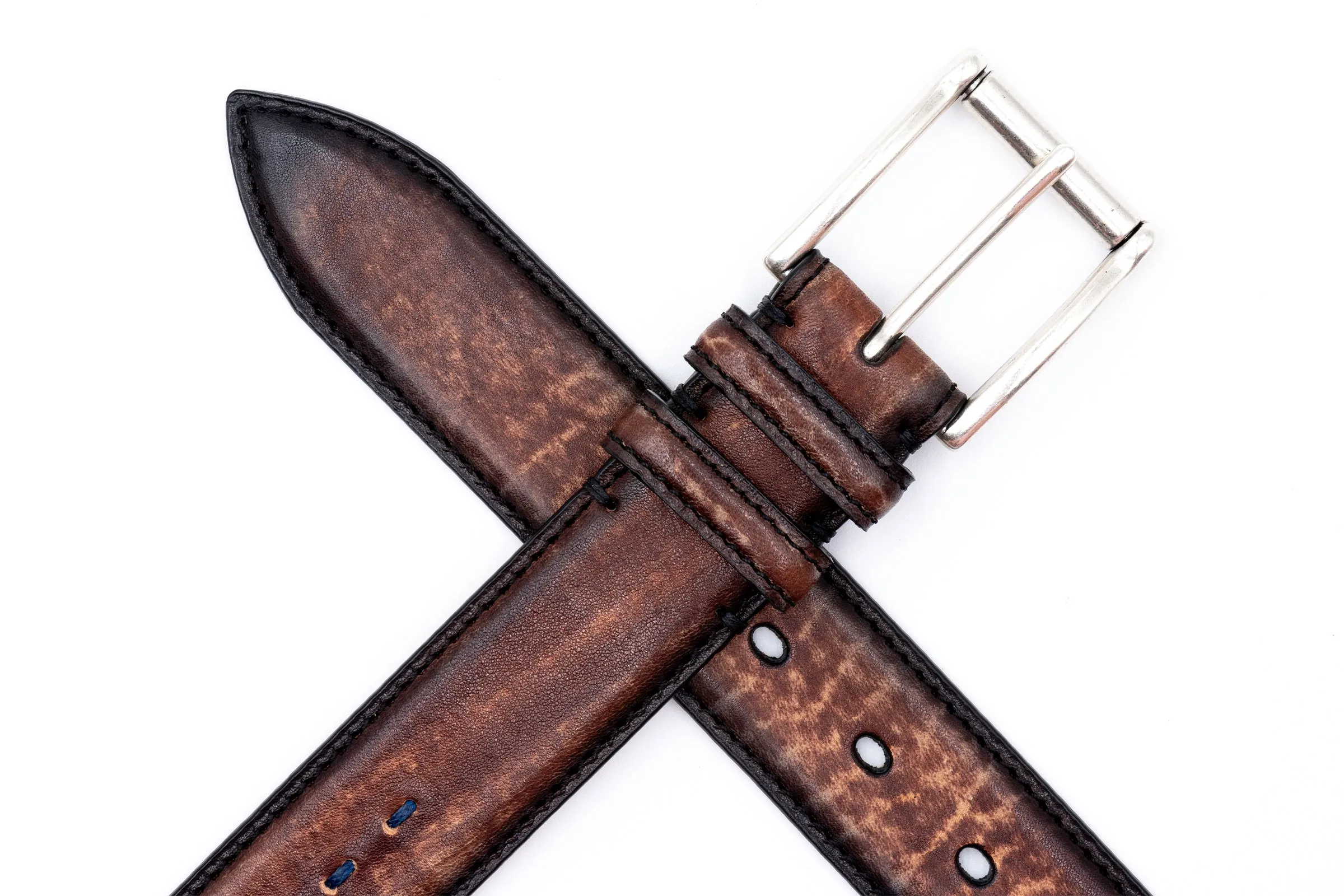 Artisan Center Stitch Italian Saddle Leather Belt - Mocha sold by Martin Dingman product image thumbnail 2