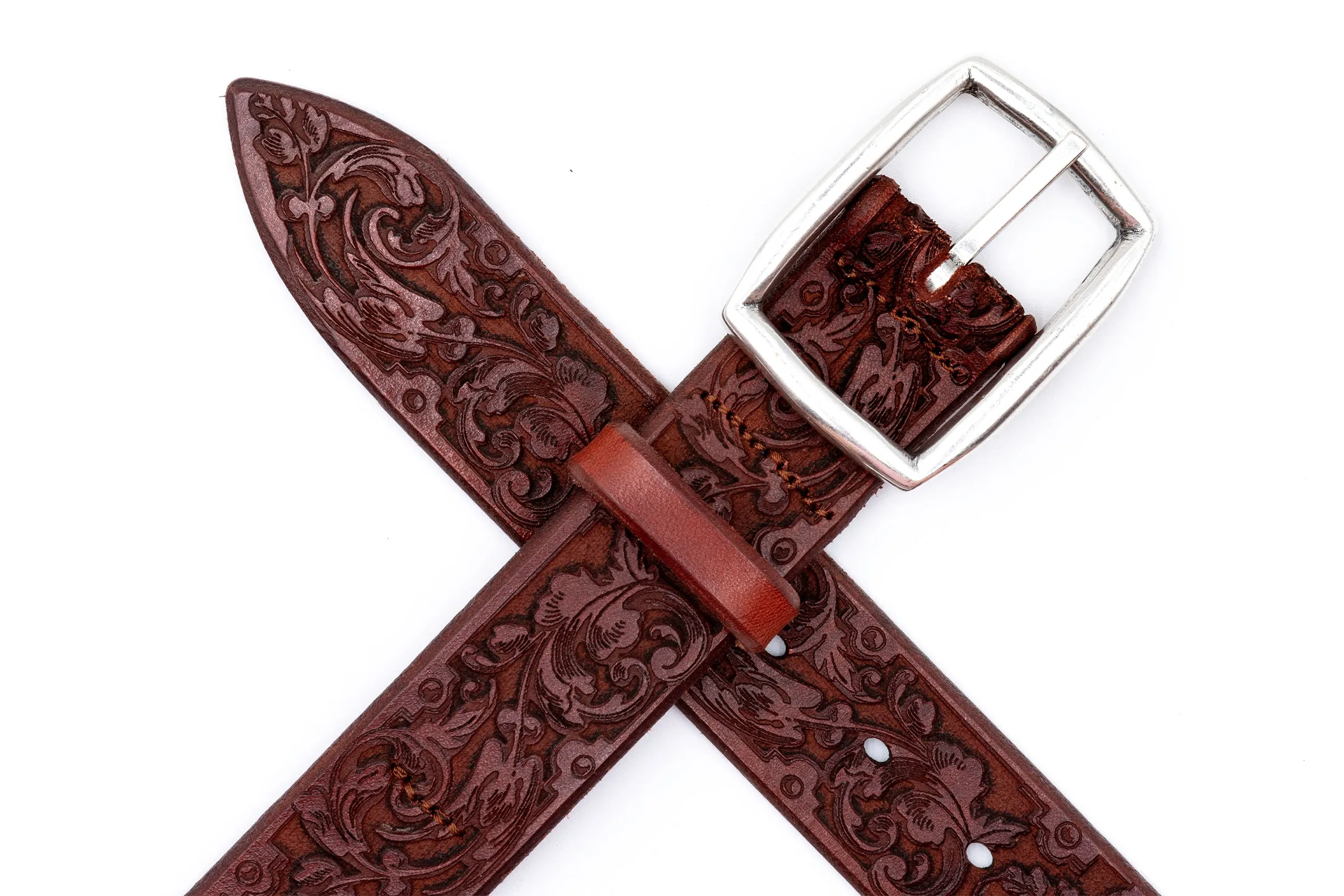 Artisan Laser Engraved Italian Bridle Leather Belt - Chestnut sold by Martin Dingman product image thumbnail 3