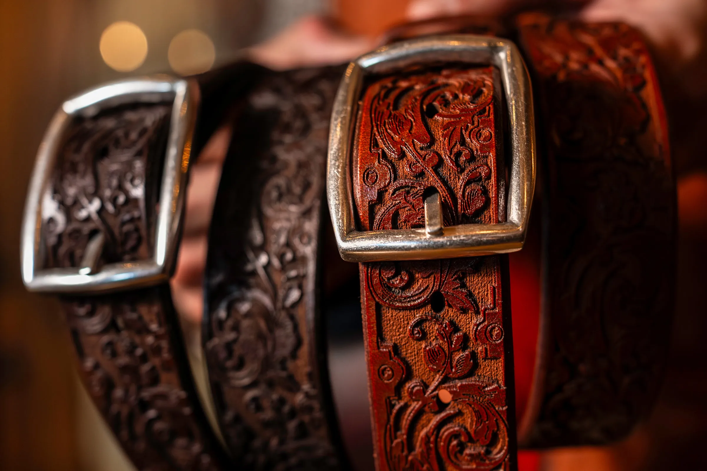 Artisan Laser Engraved Italian Bridle Leather Belt - Chestnut sold by Martin Dingman product image thumbnail 2