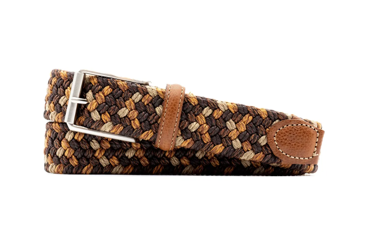Como Braided Italian Linen and Elastic Belt - Acorn Multi made by Martin Dingman