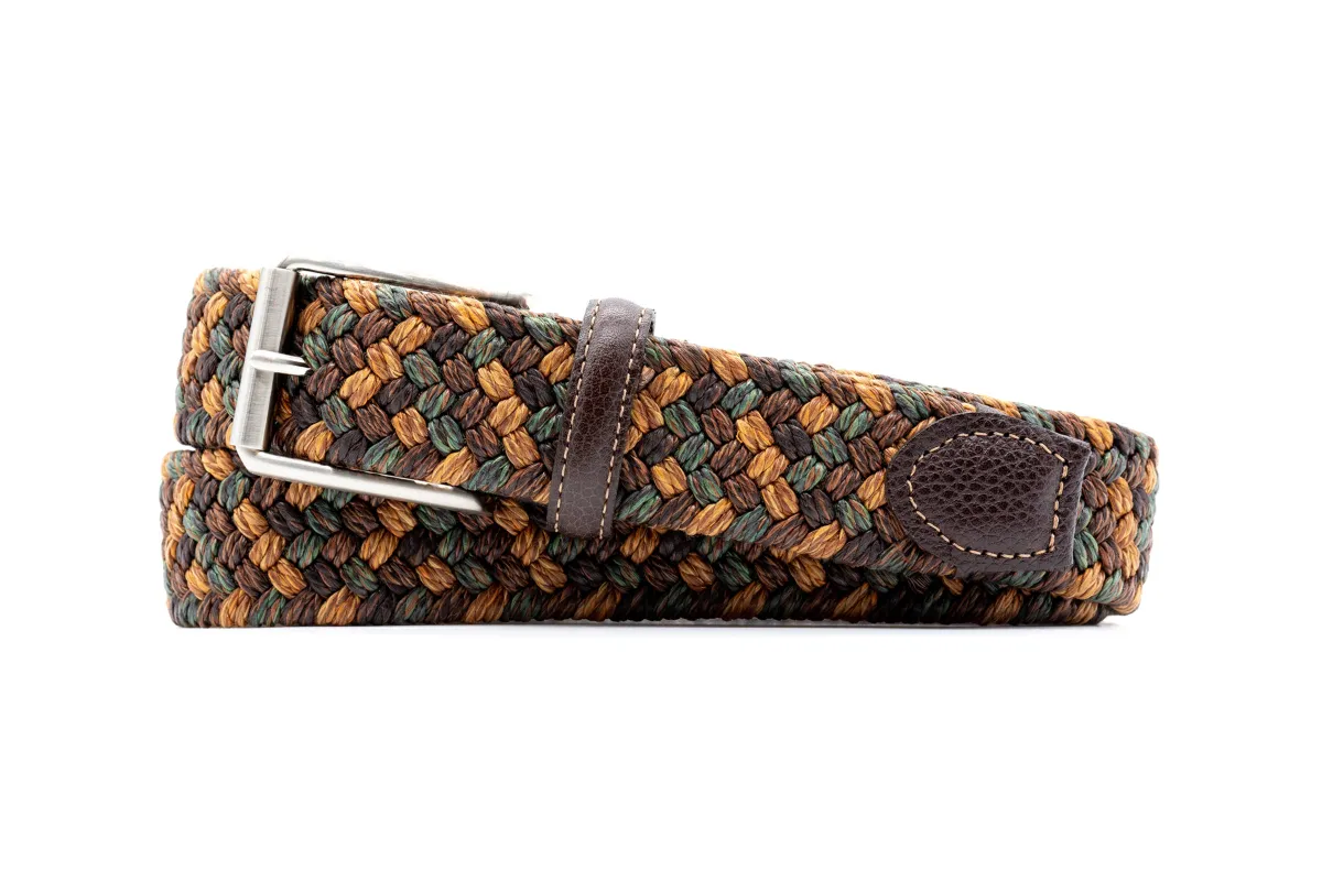 Como Braided Italian Linen and Elastic Belt - Pine Multi made by Martin Dingman