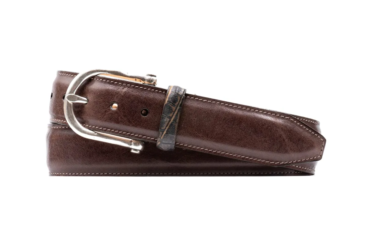 Tyler Italian Saddle Leather Belt - Walnut made by Martin Dingman