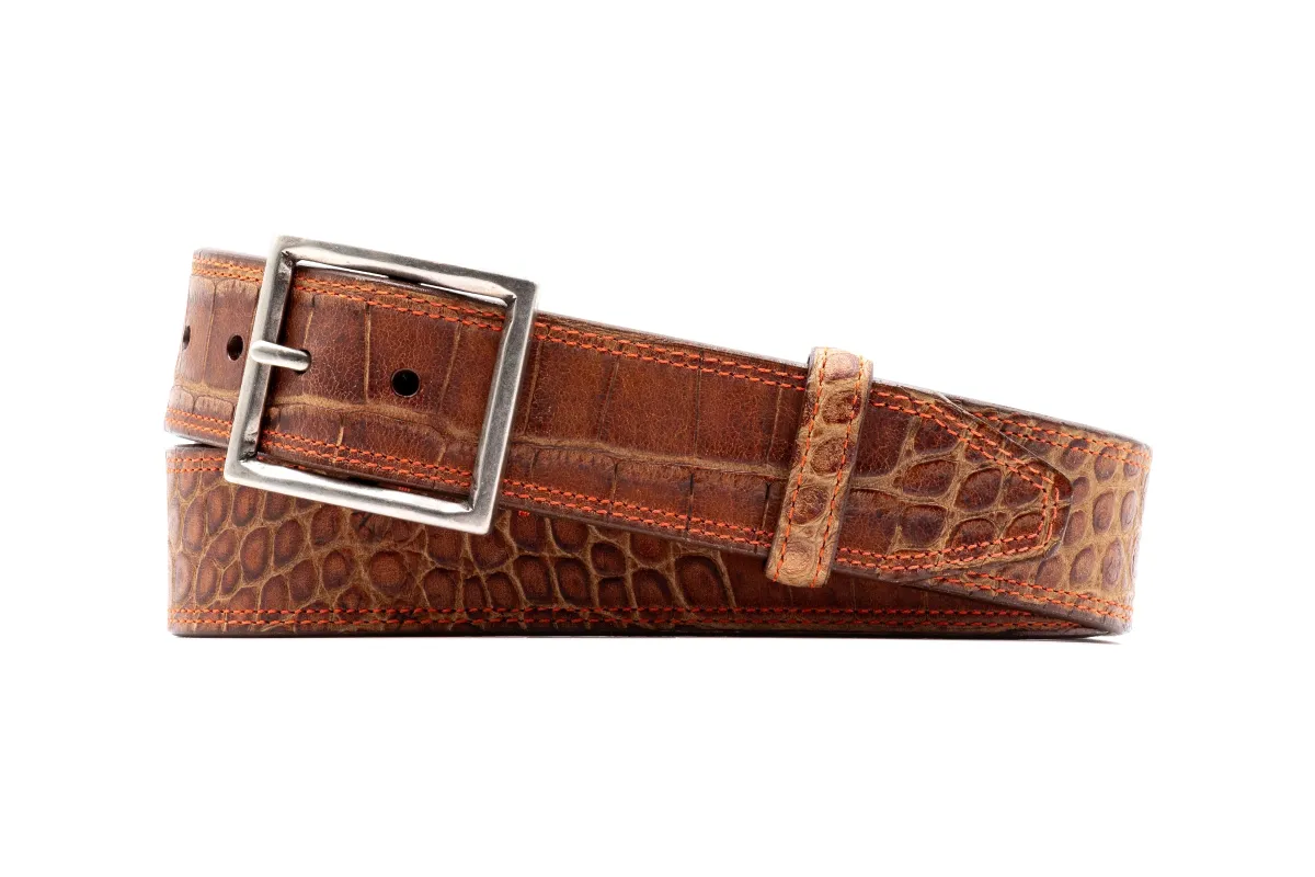 Hunter Italian Alligator Grain Belt - Vintage Cedar made by Martin Dingman