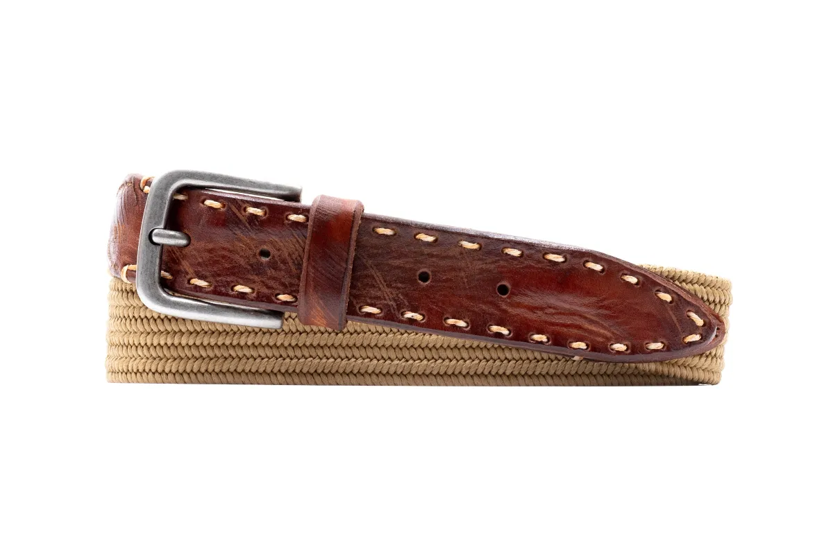 Artisan Braid Italian Cotton and Rayon Elastic Belt - Khaki made by Martin Dingman