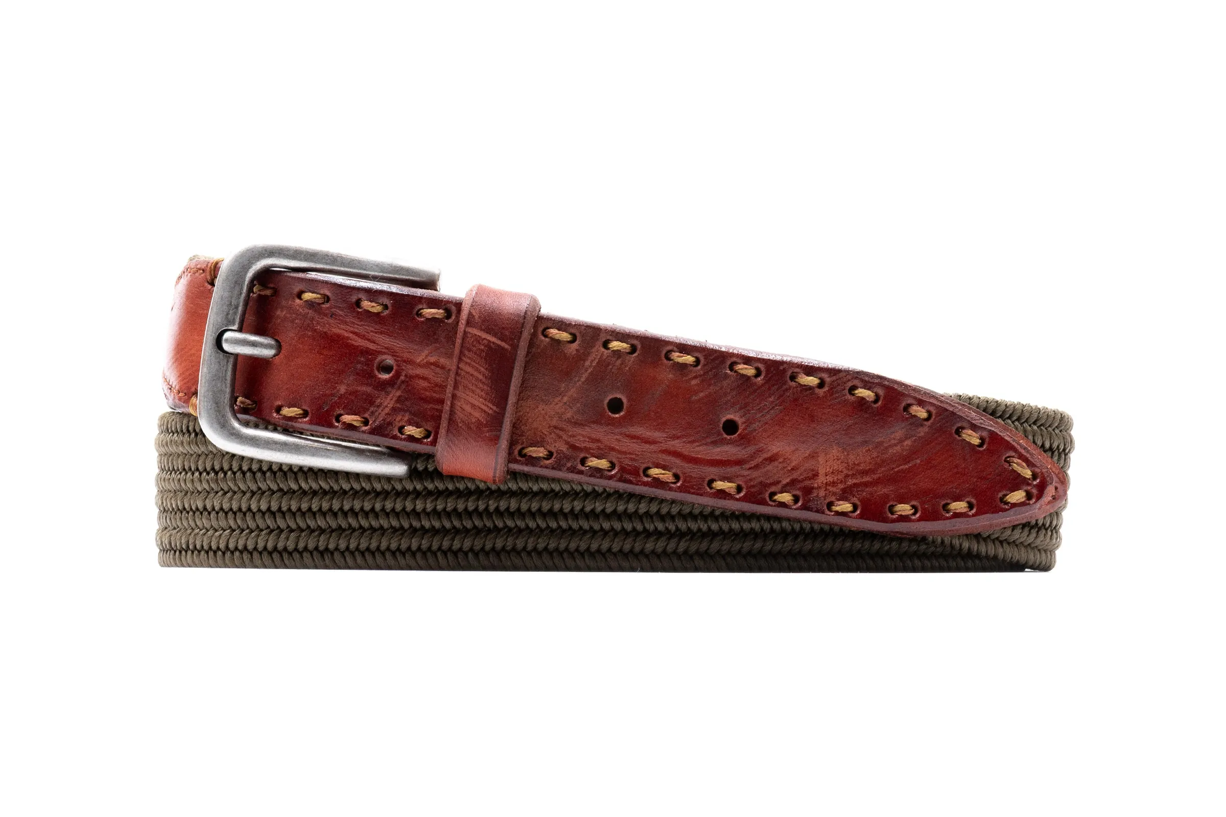 Artisan Braid Italian Cotton and Rayon Elastic Belt - Olive sold by Martin Dingman