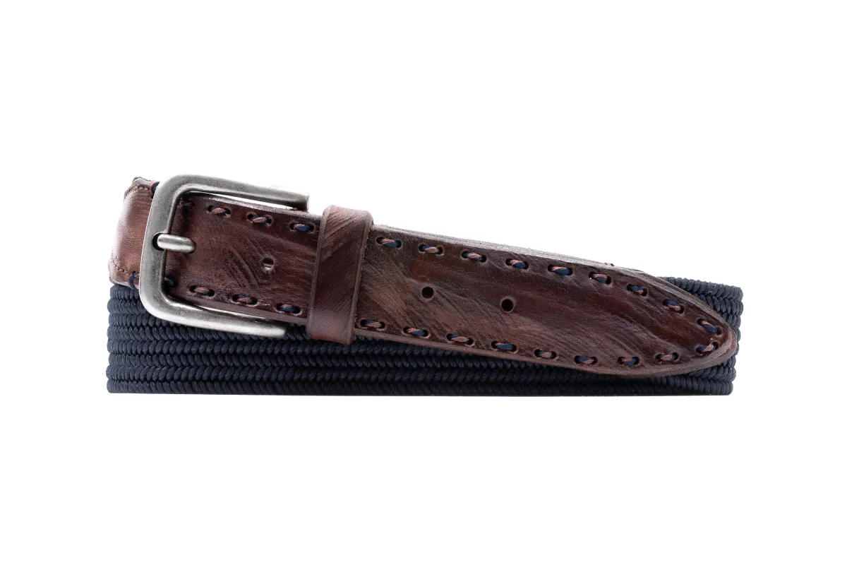Artisan Braid Italian Cotton and Rayon Elastic Belt - Navy made by Martin Dingman