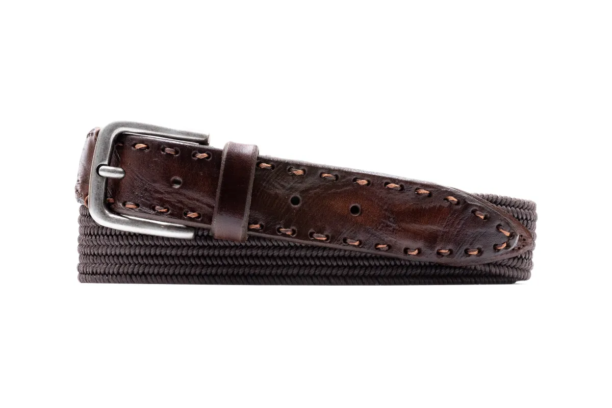 Artisan Braid Italian Cotton and Rayon Elastic Belt - Walnut made by Martin Dingman