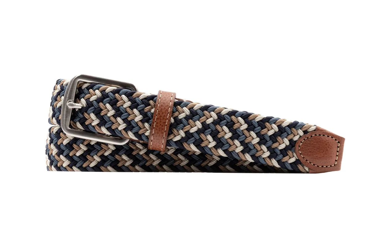 Newport Woven Italian Rayon Elastic Belt - River Multi made by Martin Dingman