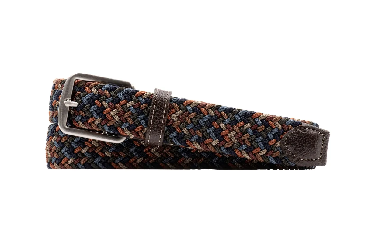 Newport Woven Italian Rayon Elastic Belt - Autumn Multi made by Martin Dingman