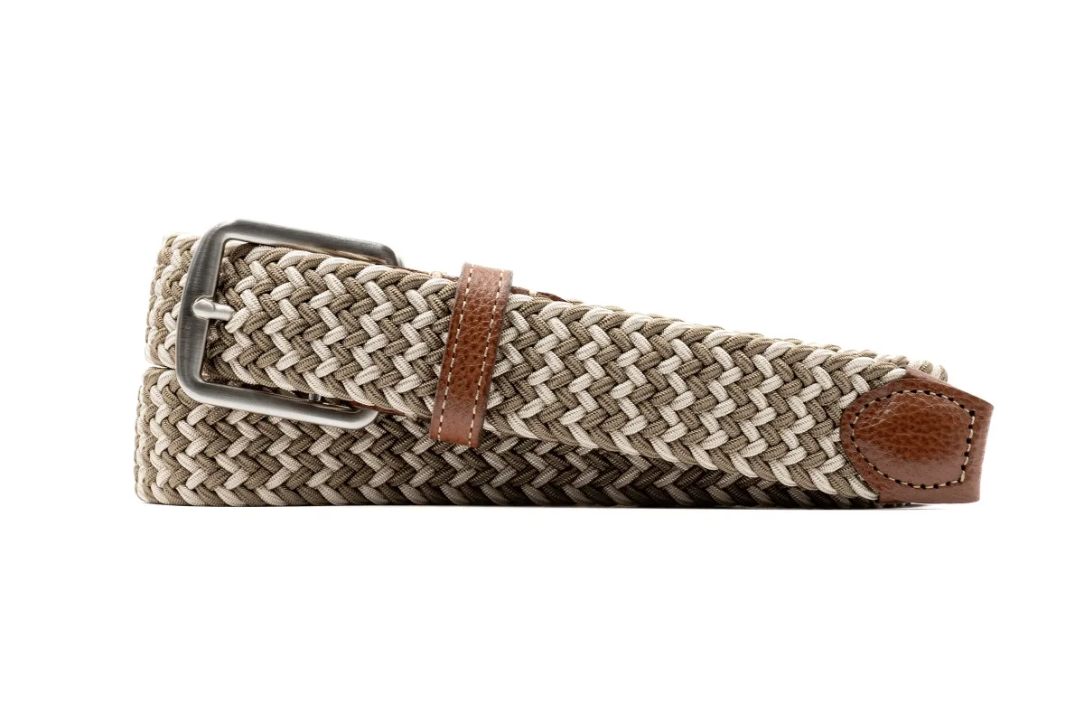 Newport Woven Italian Rayon Elastic Belt - British Tan/Sand made by Martin Dingman