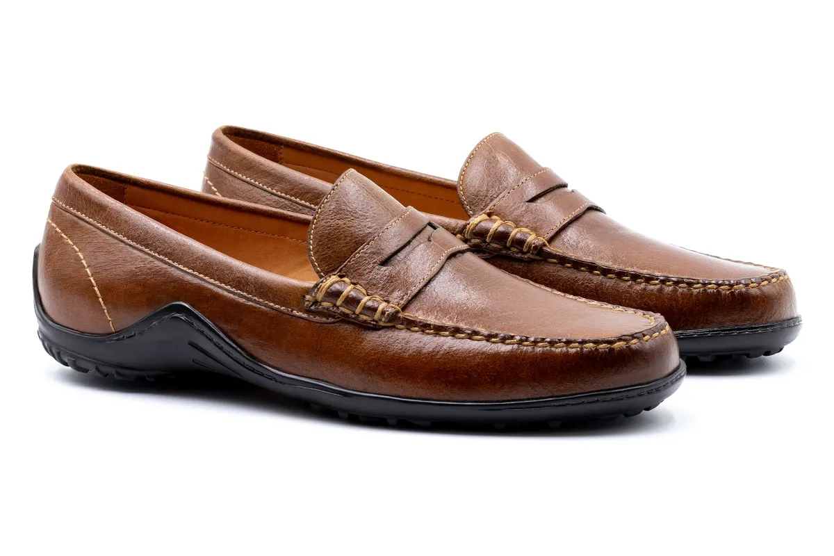 Bill Water Buffalo Penny Loafers - Burnt Cedar made by Martin Dingman