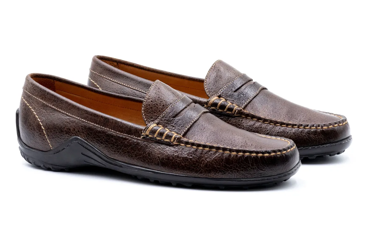 Bill Water Buffalo Penny Loafers - Walnut made by Martin Dingman