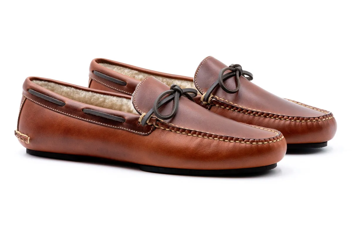 Old Row Oiled Saddle Leather Slippers - Cigar made by Martin Dingman