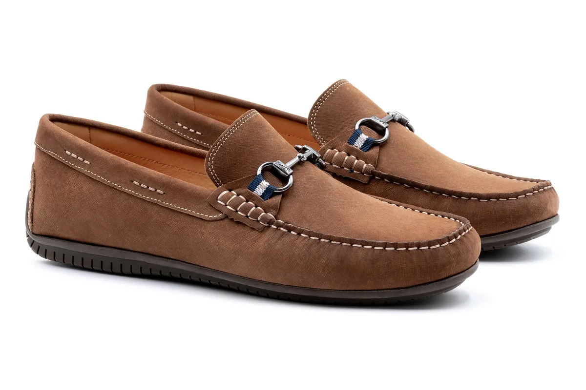 Bermuda Nubuck Horse Bit Loafers - Bark made by Martin Dingman