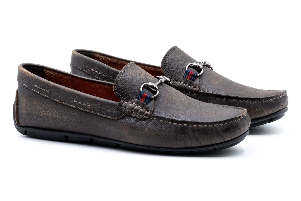 Bermuda Pebble Grain Horse Bit Loafers - Old Clay made by Martin Dingman