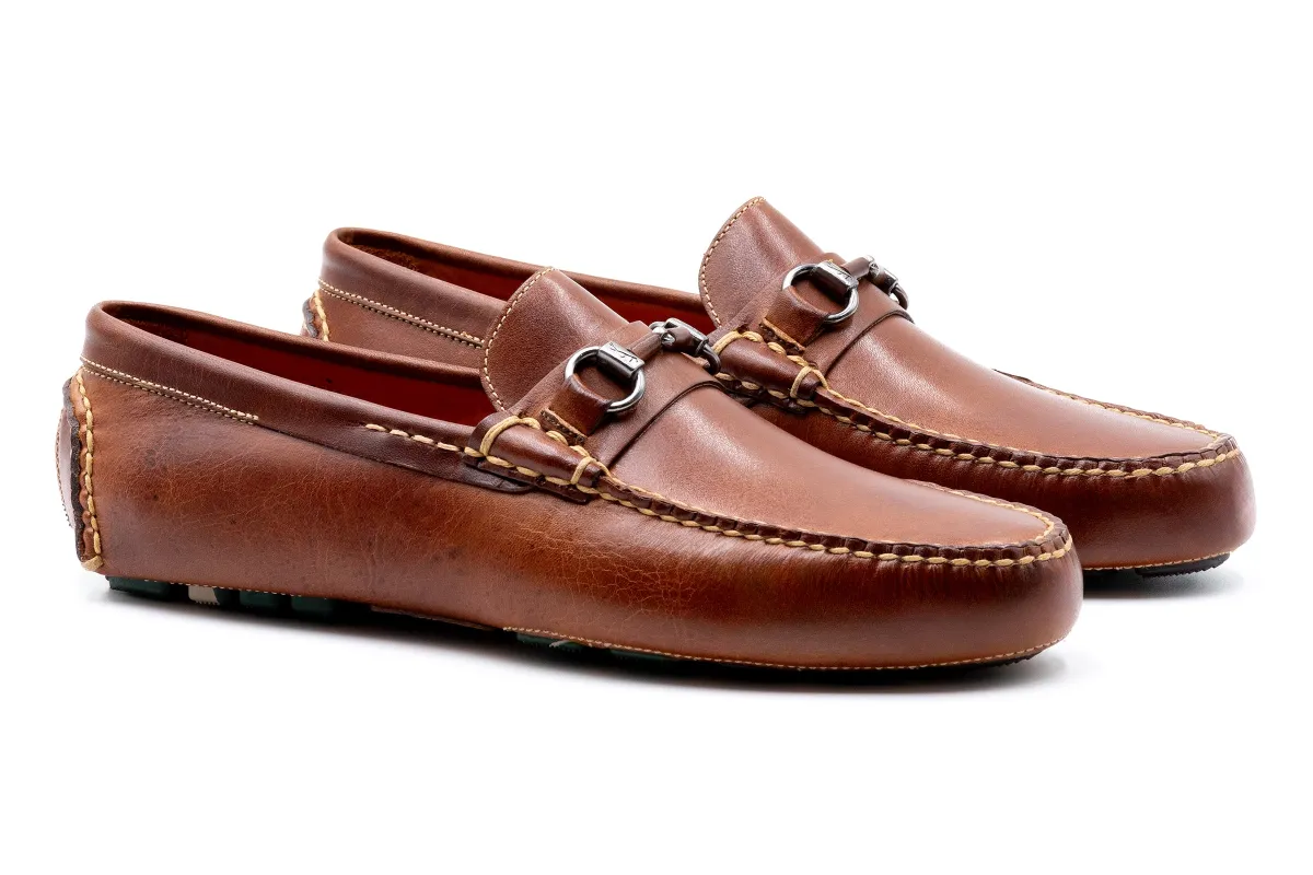 Monte Carlo Saddle Leather Horse Bit Driving Loafers - Cigar made by Martin Dingman