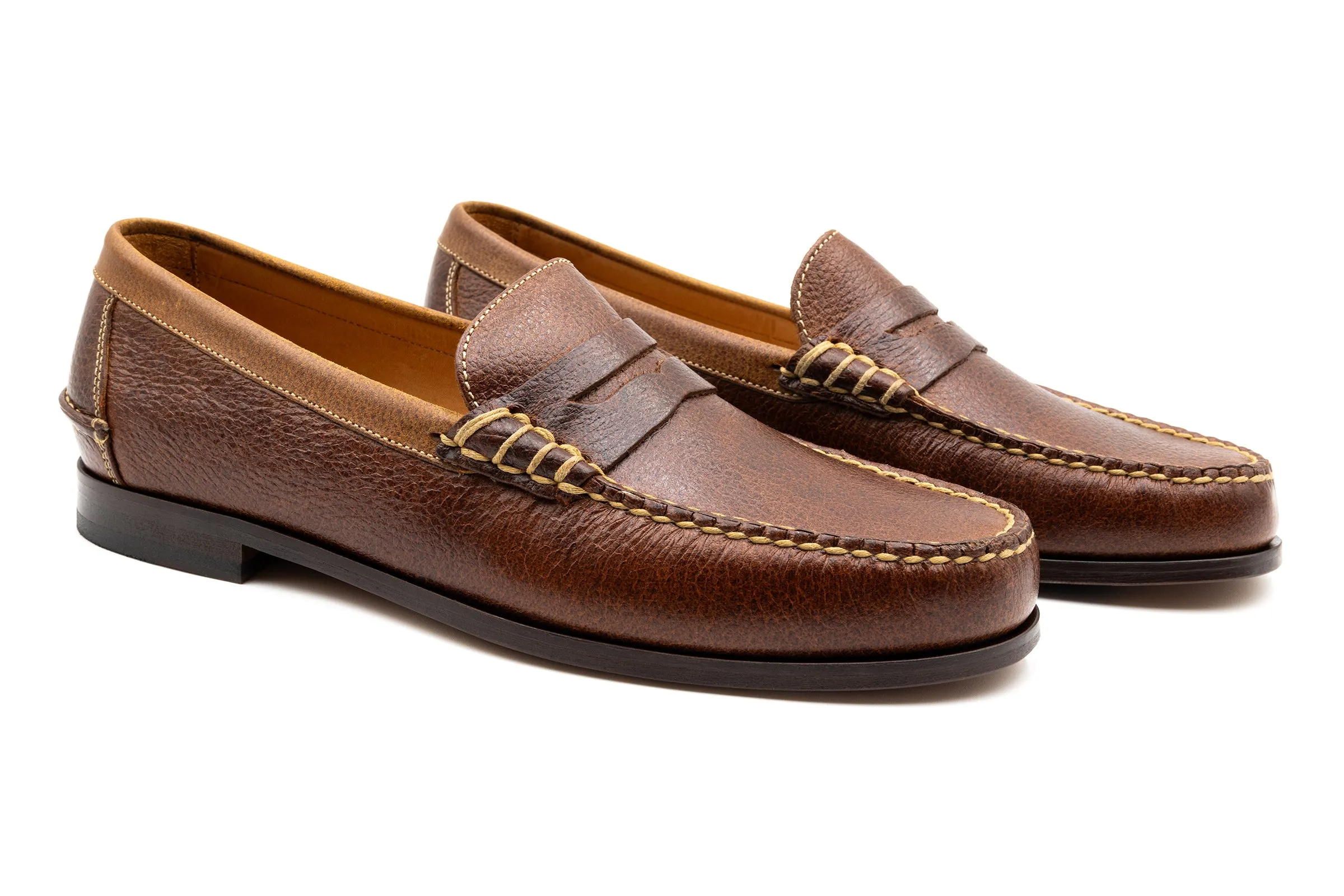 All American Water Buffalo Penny Loafers - Oak sold by Martin Dingman