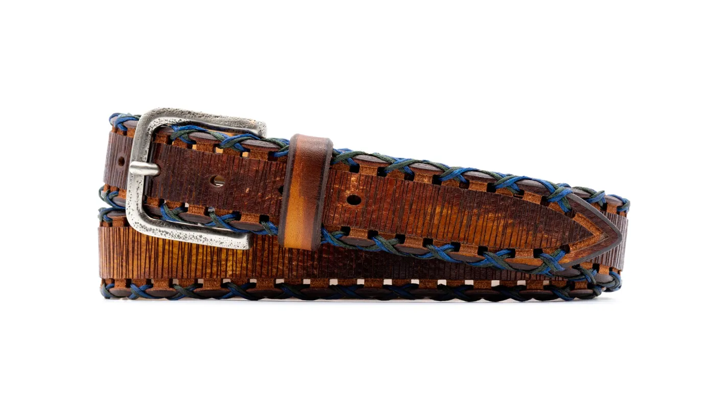 Artisan Laser Etched Italian Bridle Leather Belt - Tan Camo made by Martin Dingman