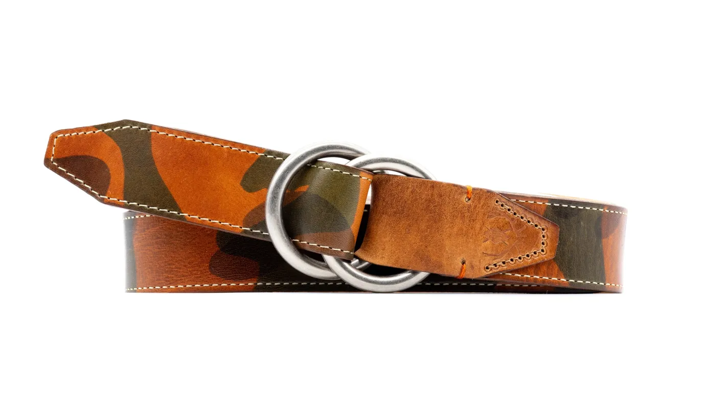 Henry O-Ring Italian Saddle Leather Belt - Camo made by Martin Dingman