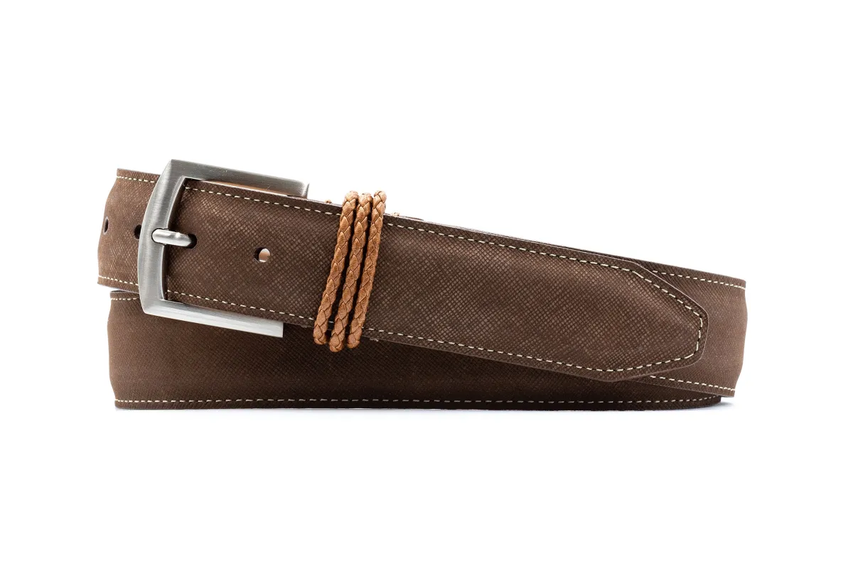 Bermuda Braid Nubuck Belt - Bark made by Martin Dingman