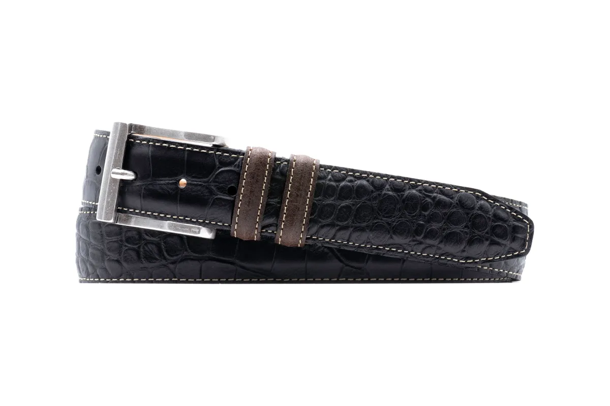 Bill Alligator Grain Leather Belt - Black made by Martin Dingman