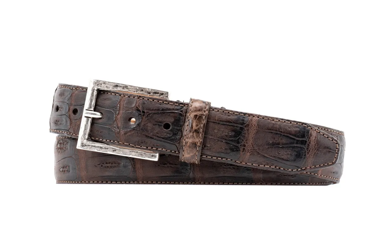 Carson South American Crocodile Leahter Belt - Walnut made by Martin Dingman