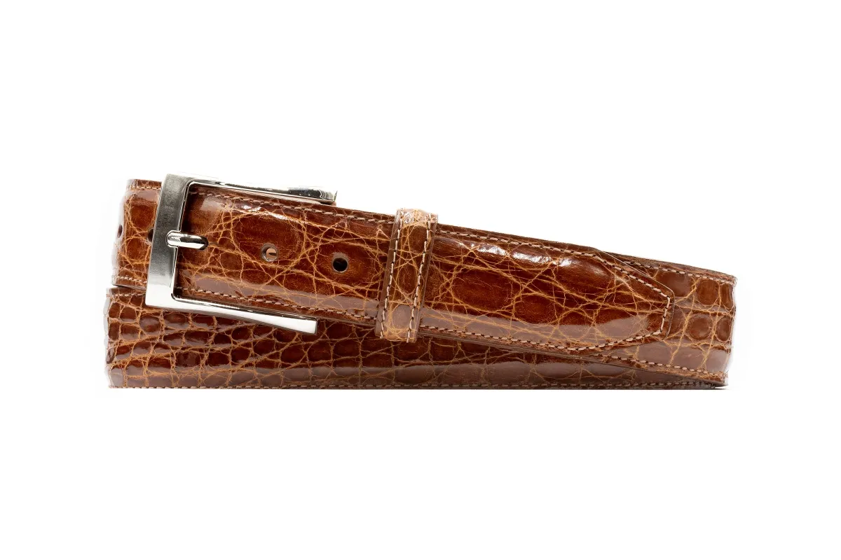 Wallace 2 Buckle South American Crocodile Leather Belt - Honey made by Martin Dingman