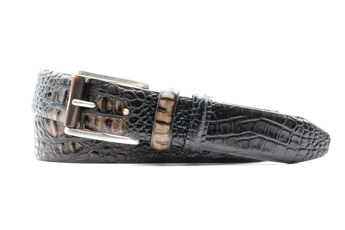 Hadley Hornback Alligator Grain Leather Belt - Blackened Truffle made by Martin Dingman