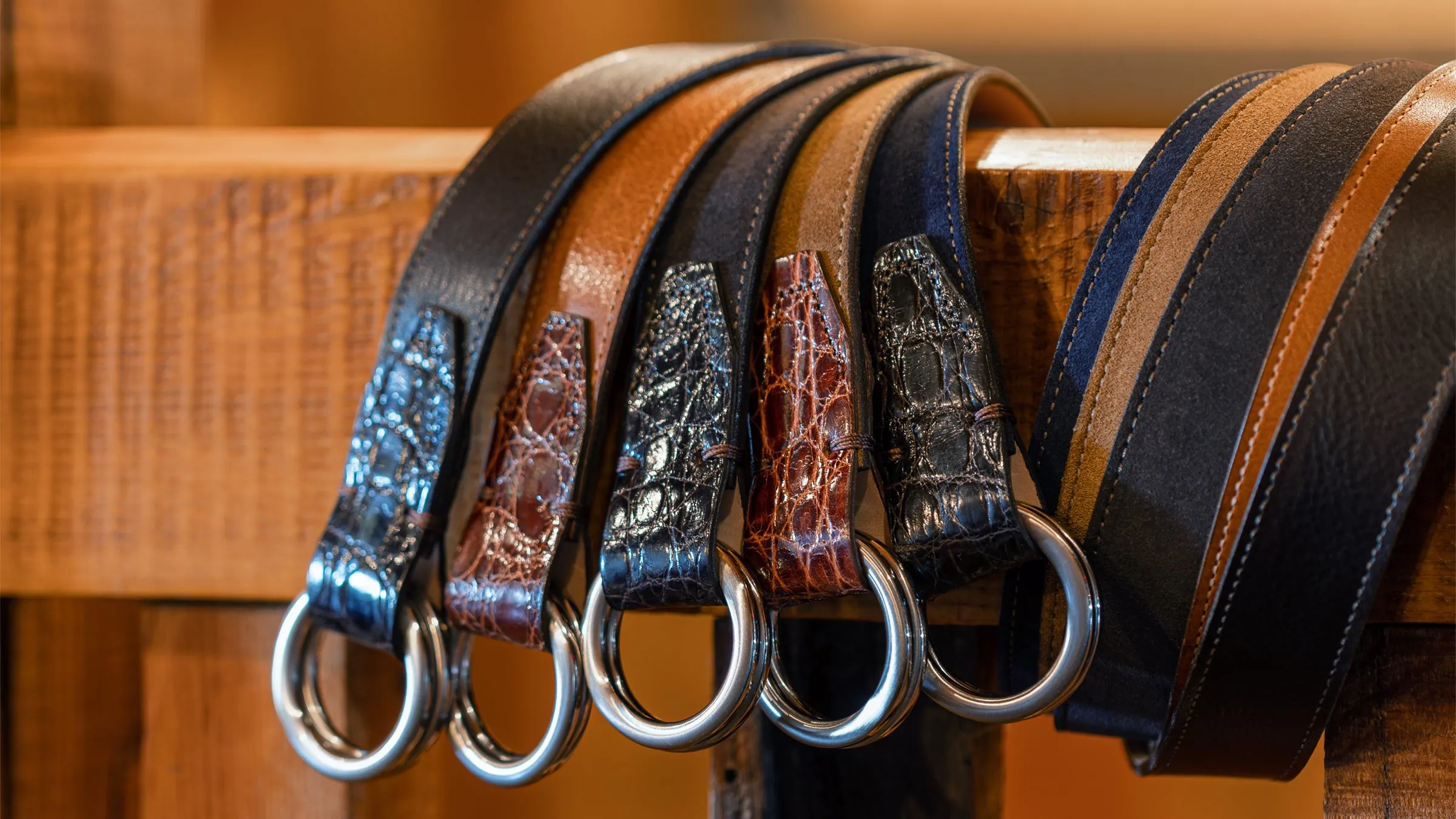 Harrison O-Ring Italian Calf Suede Belt - Tobacco sold by Martin Dingman product image thumbnail 2