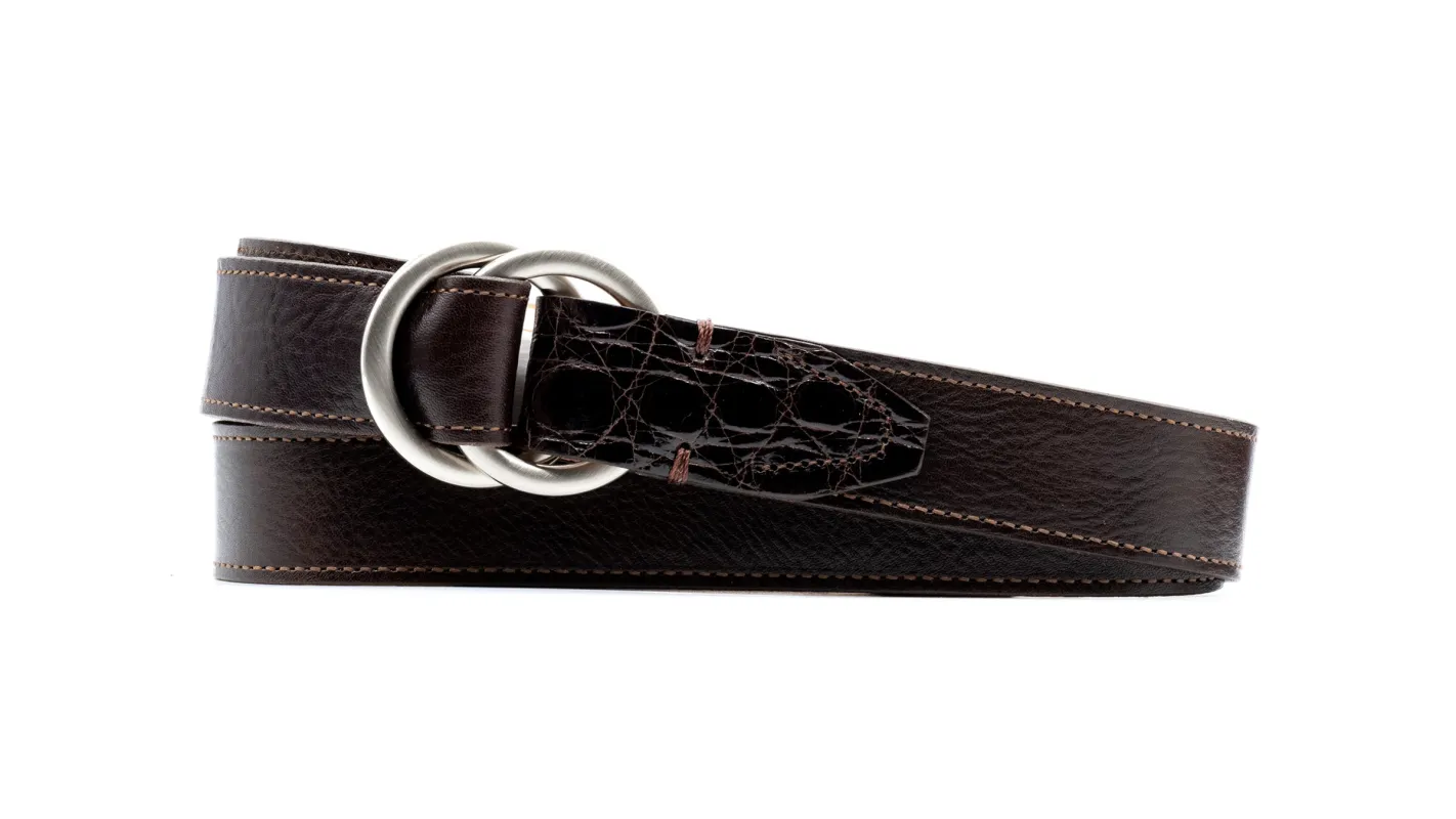 Harrison O-Ring Italian Calf Leather Belt - Walnut made by Martin Dingman