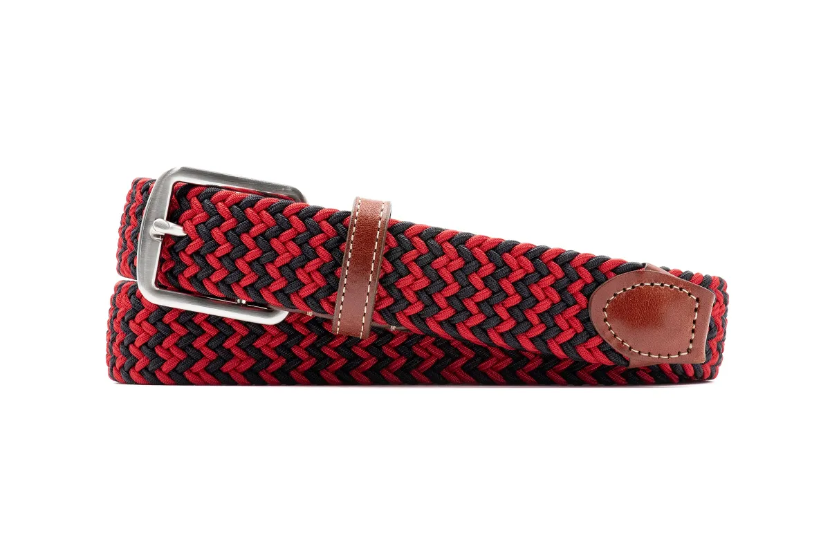 Collegiate Newport Woven Italian Rayon Elastic Belt - Black/Red made by Martin Dingman