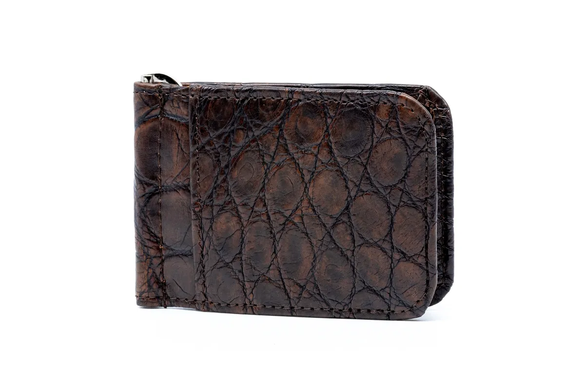 Jacob American Alligator Credit Card Money Clip - Antique Chestnut made by Martin Dingman