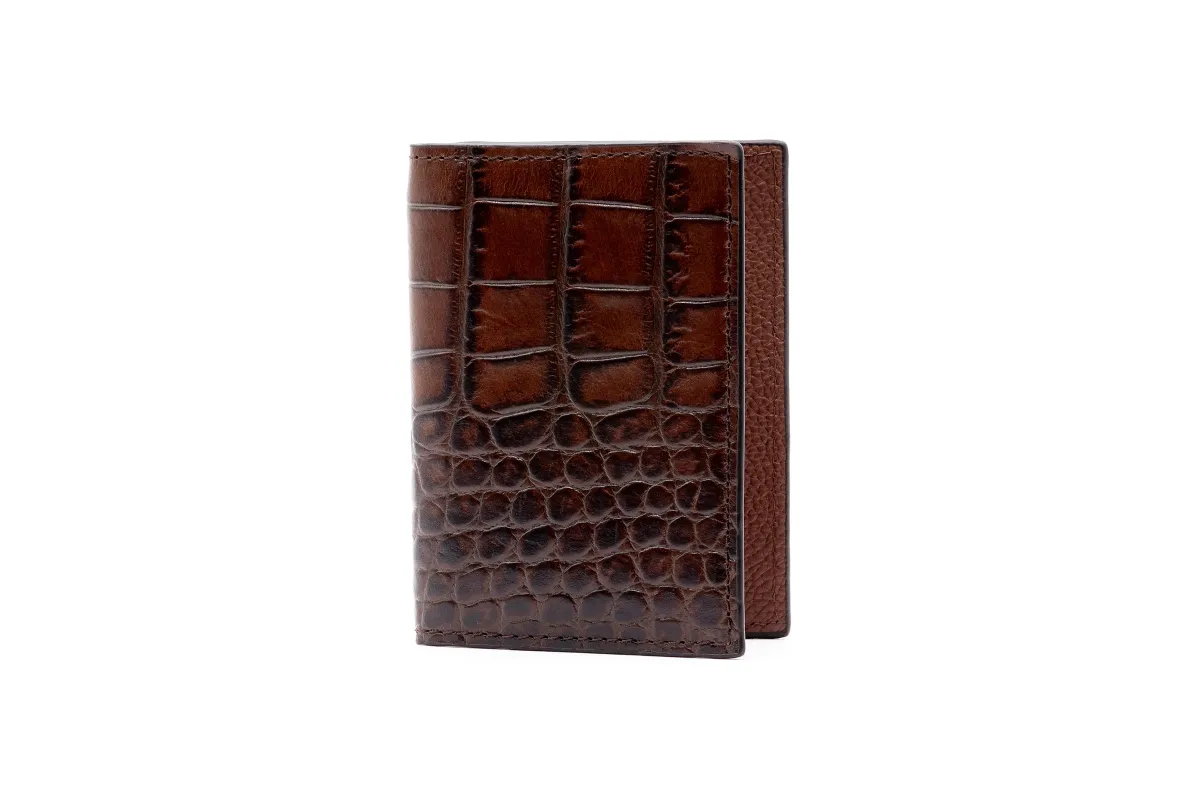 Anthony Alligator Grain ID Wallet - Brown made by Martin Dingman