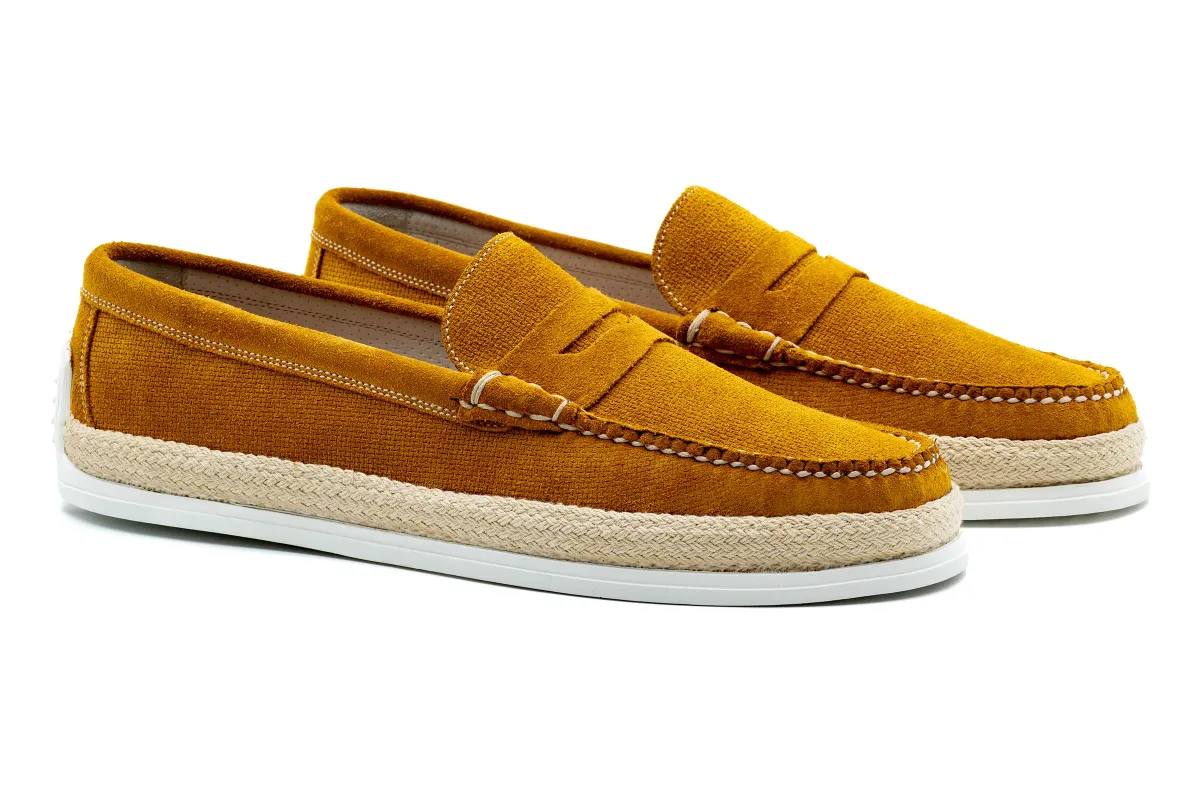 Watercolor Suede Penny Loafers - Sunflower made by Martin Dingman