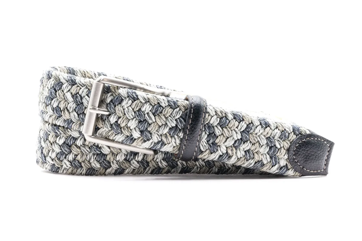 Como Braided Italian and Elastic Belt - Grey Multi made by Martin Dingman