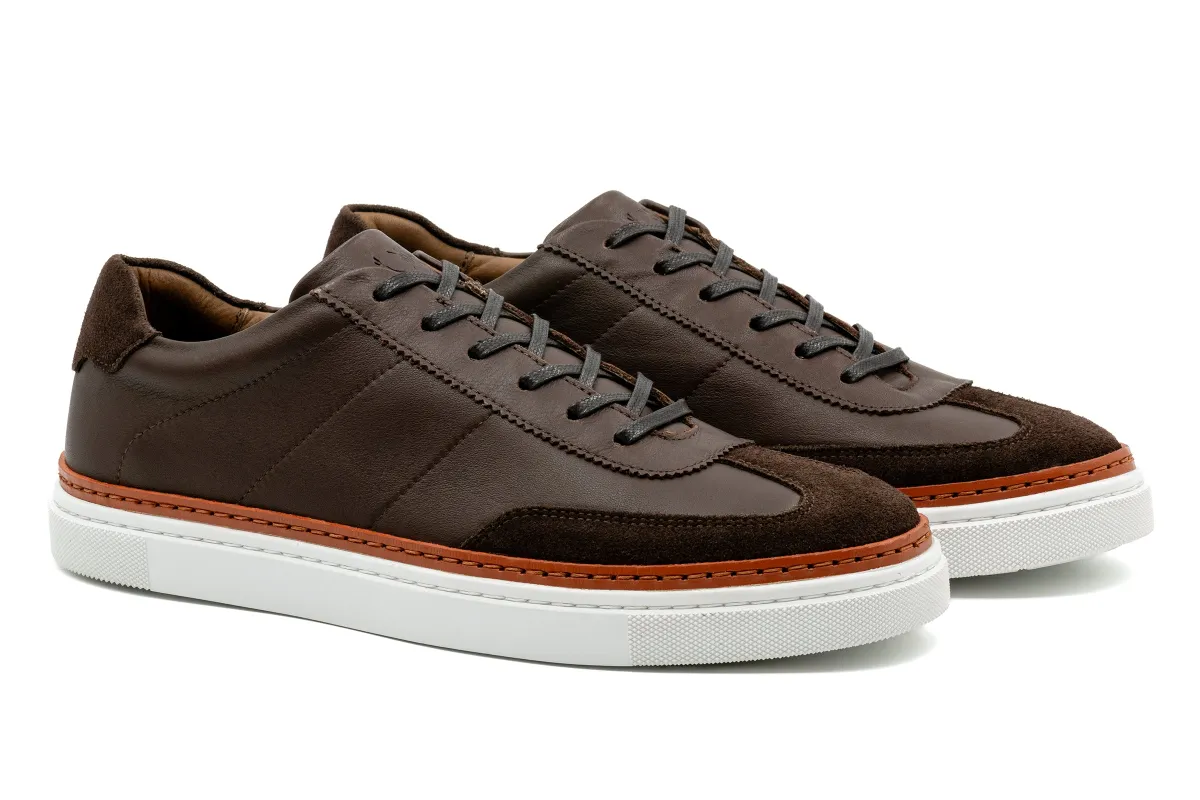 Hudson Tumbled Glove Leather Sneakers - Walnut made by Martin Dingman